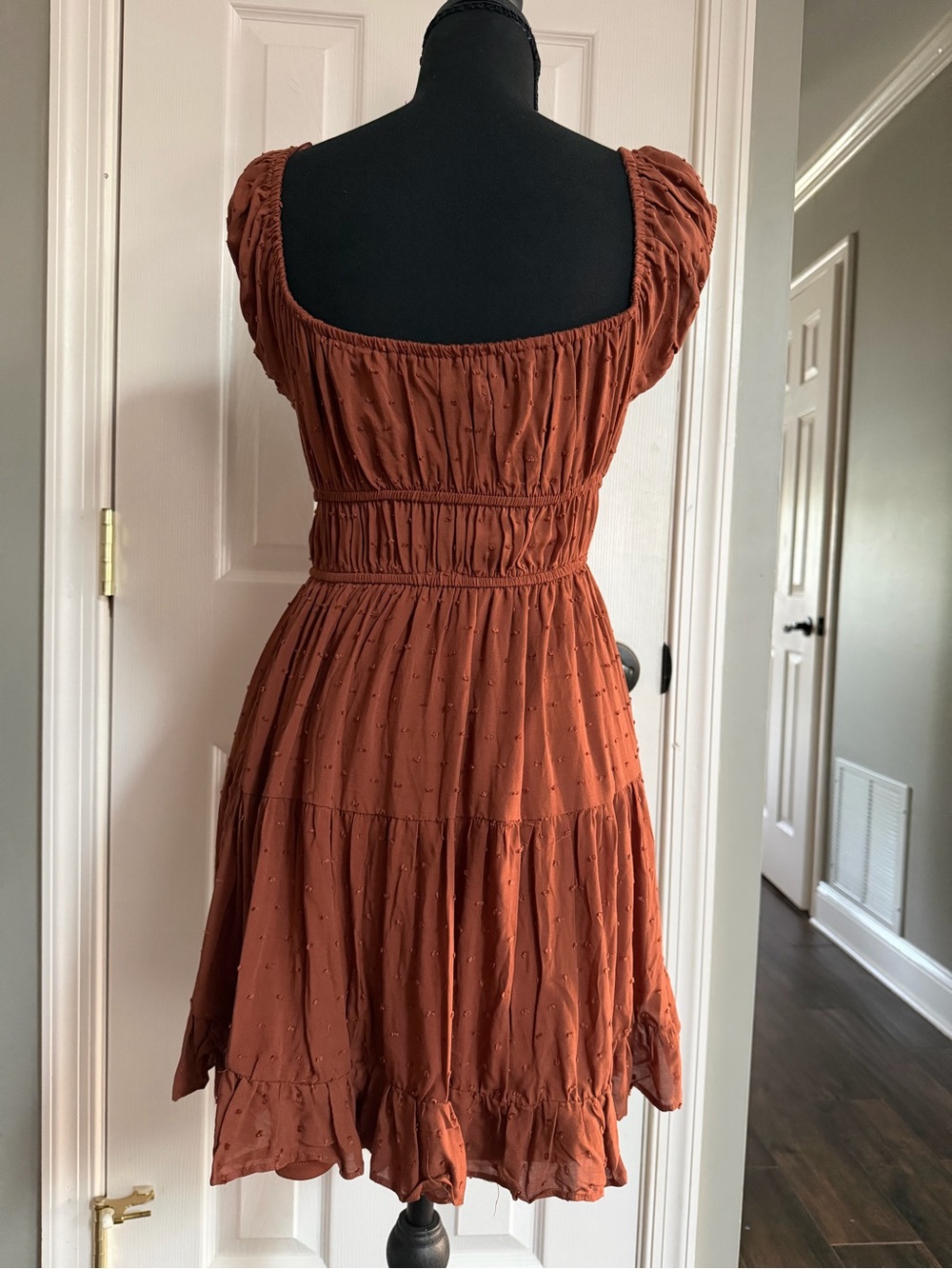 NWT Aeropostale women’s Rust Brown Ruffle Summer Dress XS boho